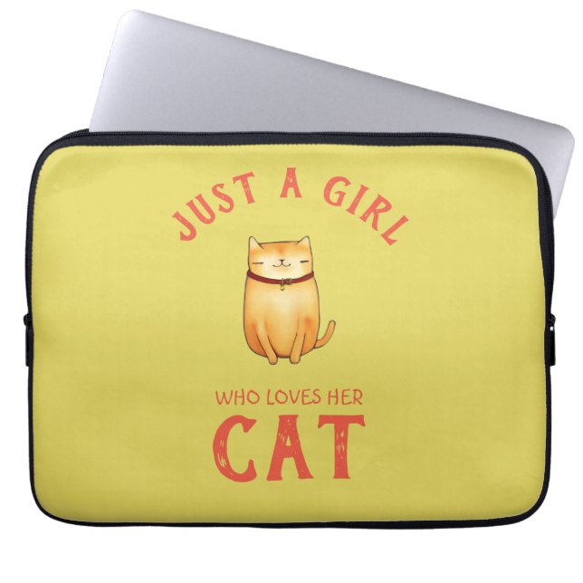 Funda Para Portátil Sólo un chica que ama a su gato (Frente)