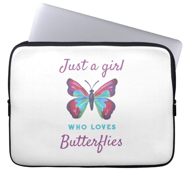 Funda Para Portátil Sólo un chica que ama las mariposas (Frente)