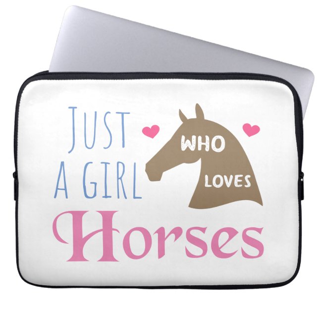 Funda Para Portátil Sólo un chica que ama los caballos (Frente)