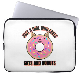 FUNDA PARA PORTÁTIL SÓLO UN CHICA QUE AMA LOS GATOS Y LOS DONUTS