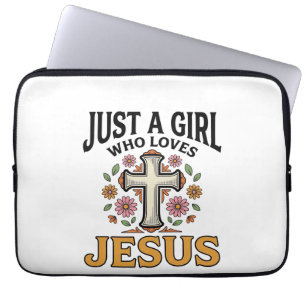Funda Para Portátil Solo una chica que ama a Jesús Camiseta de cruz fl