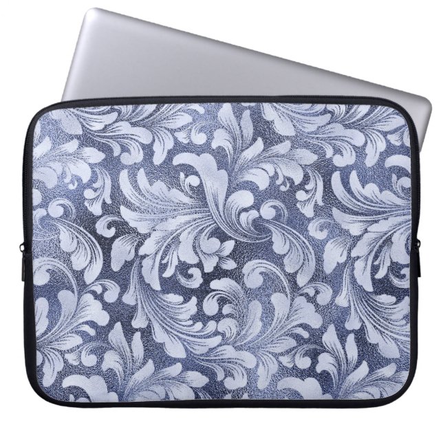 FUNDA PARA PORTÁTIL SOMBRAS DE BLOQUEO FLORAL AZUL (Frente)