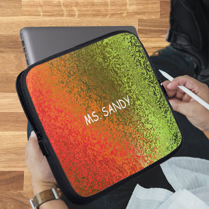 Funda Para Portátil Sombras en Naranja y en verde Añadir nombre
