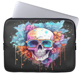 Funda Para Portátil Sombras florales de cráneo