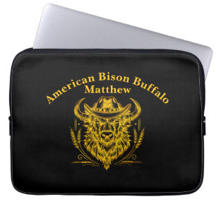 Funda Para Portátil Sombrero de vaquero Arte del Búfalo Dorado
