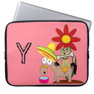 Funda Para Portátil Sombrero floral de burro de perro mexicano