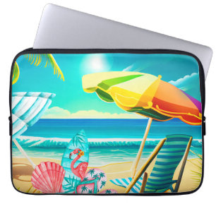 Funda Para Portátil sombrillas, tablas de surf y árboles de verano