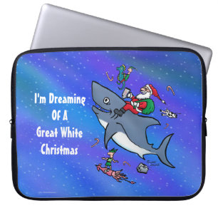 Funda Para Portátil Soñando Con Un Gran Navidad Tiburón Blanco
