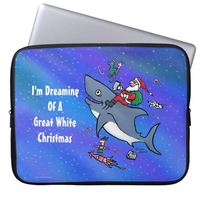Funda Para Portátil Soñando Con Un Gran Navidad Tiburón Blanco (Frente)