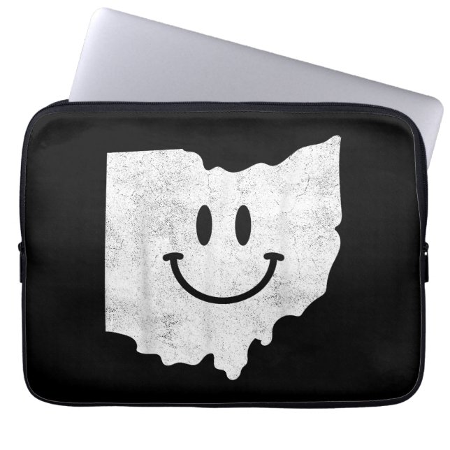 Funda Para Portátil Sonriendo en OH - Cara divertida Ohio feliz (Frente)