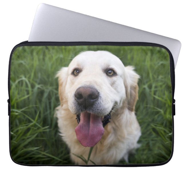 Funda Para Portátil Sonriente Golden Retriever (Frente)