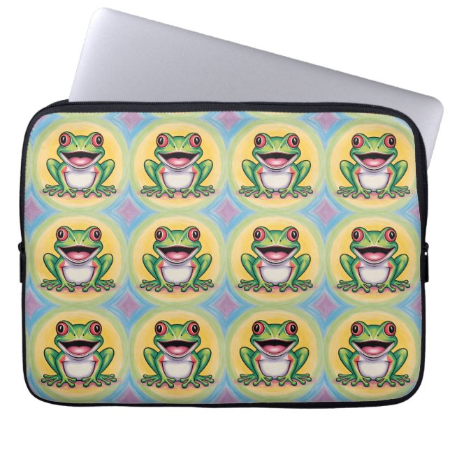 Funda Para Portátil Sonrisa suave de rana (Frente)