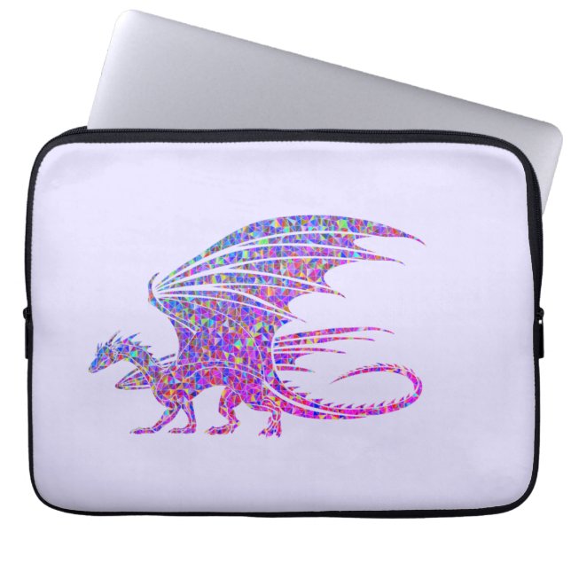 Funda Para Portátil Sorprendente Dragón Mosaico Púrpura (Frente)