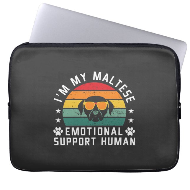 Funda Para Portátil Soy el humano de apoyo emocional a mi perro maltés (Frente)