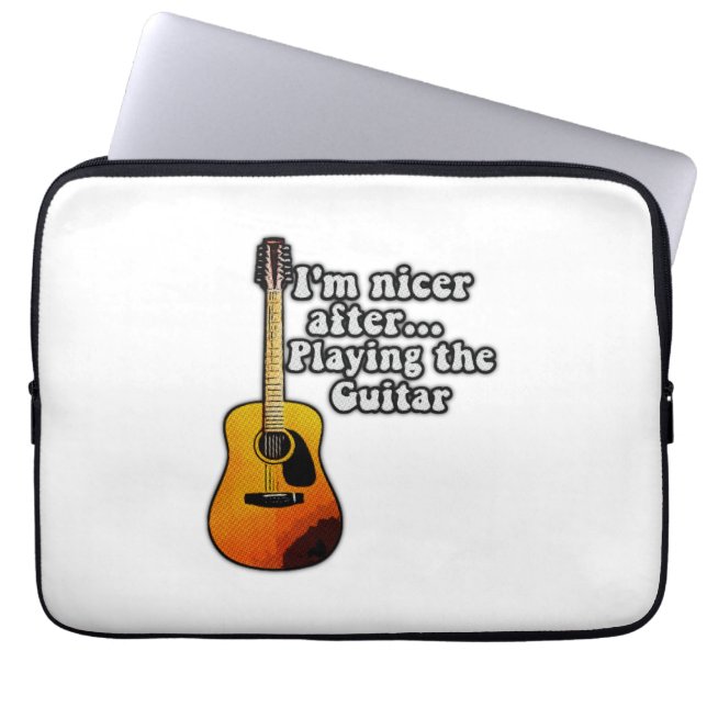 Funda Para Portátil Soy más agradable después de tocar la guitarra. Co (Frente)