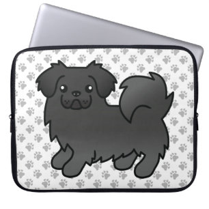 Funda Para Portátil Spaniel Tibetano Negro Perro De Dibujos Animados L