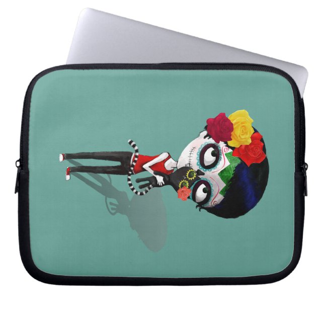 Funda Para Portátil Spooky Dia de Los Muertos Girl (Frente)