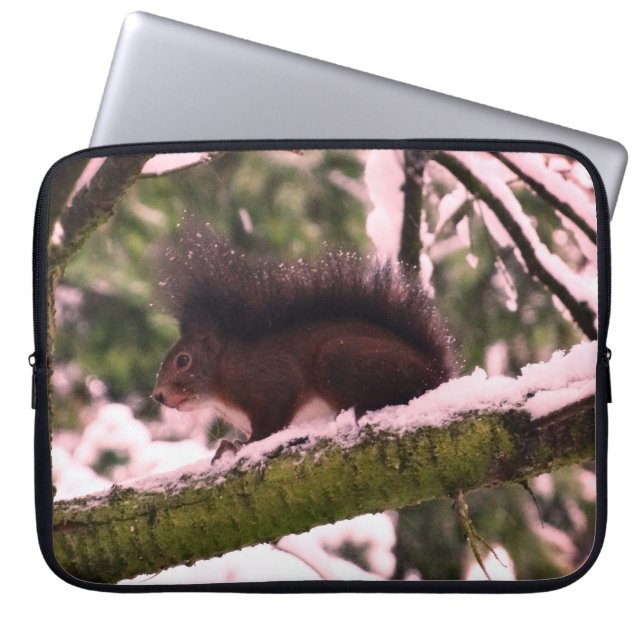 Funda Para Portátil Squirrel Winter Photo Neoprene Laptop Sleeve 15" (Frente)