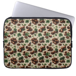Funda Para Portátil St. Patrick’s Day Coffee & Shamrock Pattern