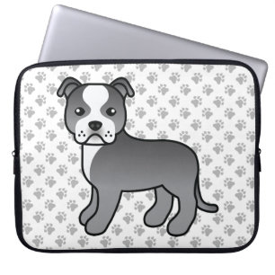 Funda Para Portátil Staffie azul y blanco Perro de dibujos animados li