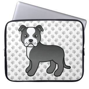 Funda Para Portátil Staffie Blanco Y Negro Perro De Dibujos Animados L