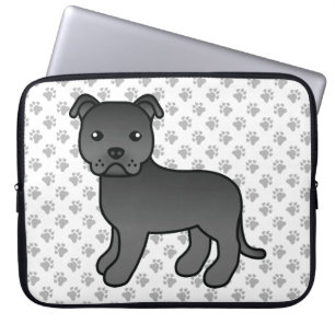 Funda Para Portátil Staffie inglés negro lindo perro de dibujos animad