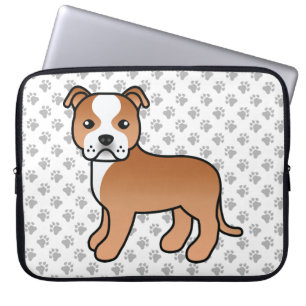 Funda Para Portátil Staffie Rojo Y Blanco Perro De Dibujos Animados Li