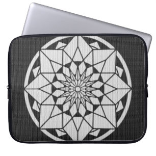 Funda Para Portátil Star Mandala tejiendo blanco y negro