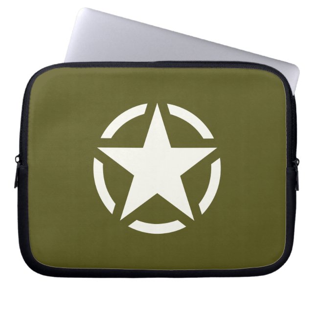 Funda Para Portátil Star Stencil Classic en Khaki Green (Frente)