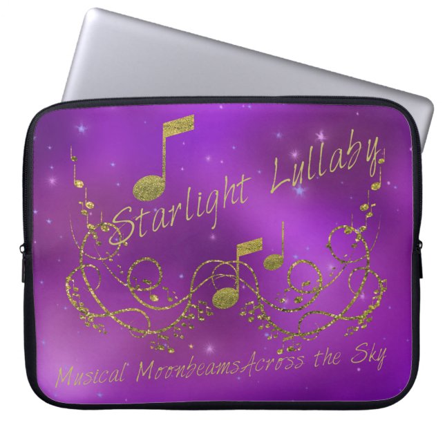 Funda Para Portátil Starlight Lullaby Purple Gold Music & Sky (Frente)