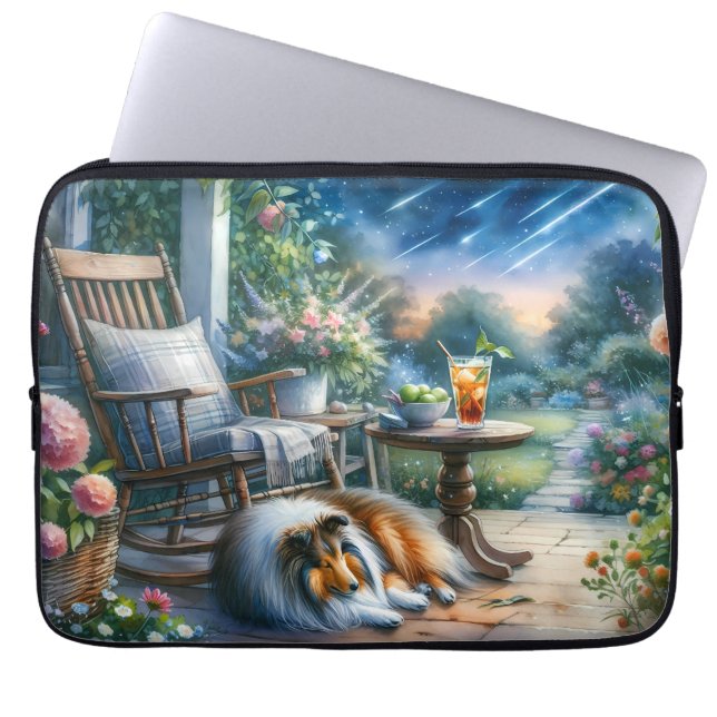 Funda Para Portátil Starlit Garden Porch Sheltie Dream (Frente)