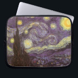 Funda Para Portátil Starry Night by Vincent van Gogh, Vintage Fine Art<br><div class="desc">Starry Night (1889) by Vincent van Gogh is a vintage post impressionism fine art landscape nature painting. A view of a city in a valley at night with the clouds swirling, the stars shining and a beautiful golden yellow crescent moon. It was painted during the day from memory and is...</div>