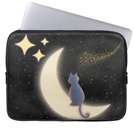 Funda Para Portátil Starry Night Cat y Crescent Moon