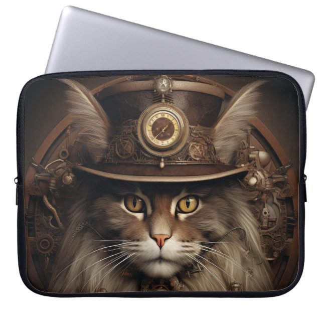 Funda Para Portátil Steampunk Cat (Frente)