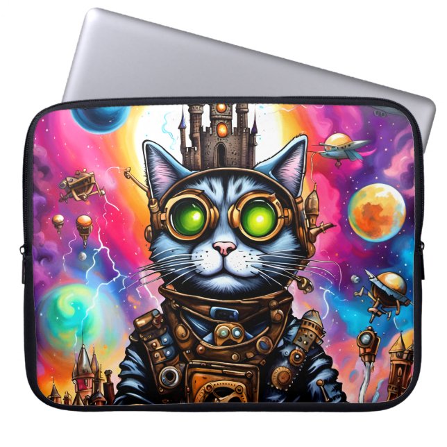 Funda Para Portátil Steampunk Space Cat I (Frente)