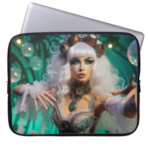 Funda Para Portátil Steampunk Victorian Futurista Bailarina Verde