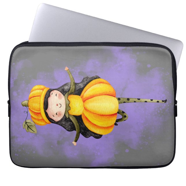 Funda Para Portátil Stellalunarts Calabaza Halloween Chica lindo (Frente)