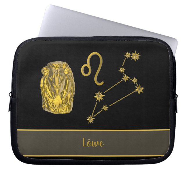 Funda Para Portátil Sternzeichen Löwe 3D, gold -  Laptopschutzhülle (Frente)