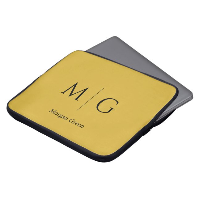 Funda Para Portátil Stylish Monogram with Name Design M Gold (Superior anverso)