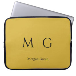 Funda Para Portátil Stylish Monogram with Name Design M Gold