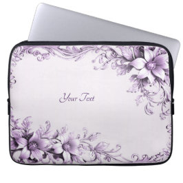 Funda Para Portátil Stylish Purple Flowers Laptop Sleeve