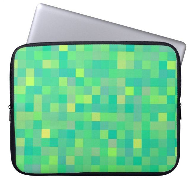 Funda Para Portátil Stylish Trendy Green/Yellow Pixel Mosaic Pattern (Frente)