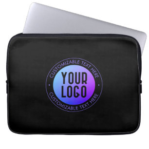 Funda Para Portátil Su logotipo y degradado moderno de color azul y vi