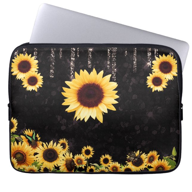 Funda Para Portátil Sublimación del Purpurina de girasol (Frente)