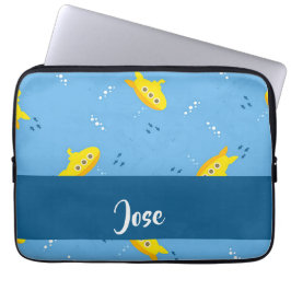 Funda Para Portátil Submarino amarillo y pescado azul