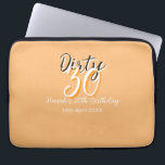 Funda Para Portátil Sucio anuncio de cumpleaños retro simple y naranja<br><div class="desc">diseño de plantilla de personalizar</div>