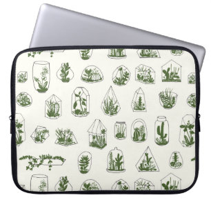 Funda Para Portátil Suculento Florario: Diseño Geométrico Vintage.