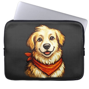 Funda Para Portátil Sudadera con perro dorado feliz dibujado a mano