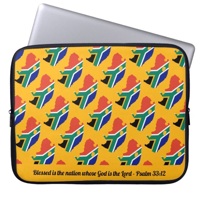 Funda Para Portátil SUDÁFRICA Nación Bendita Salmo 33 Laptop Amarillo (Frente)