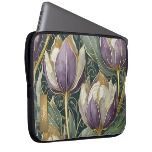 Funda Para Portátil Sueño de Tulipán Púrpura Polvoriento - Arte Botáni